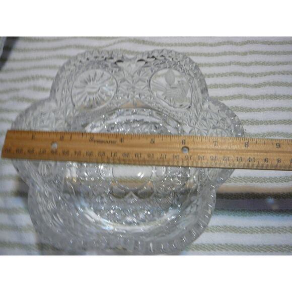 Vintage Hofbauer Byrd Collection Paneled  Cyrstal Sawtoothed  Etched Birds Bowl - Picture 8 of 9